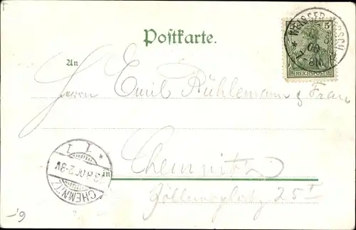 Passepartout Ak Dresden Weißer Hirsch, Totalansicht, Blumen