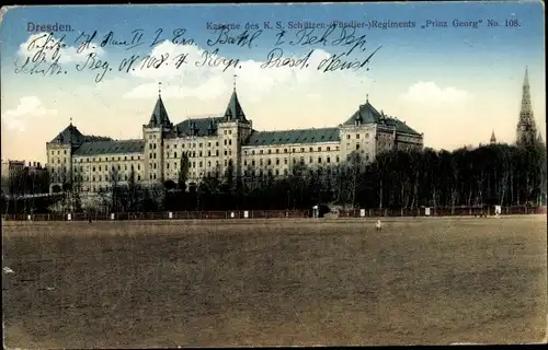 Ak Dresden Neustadt, Kaserne des Schützen Füsilier Regiments Prinz Georg No. 108
