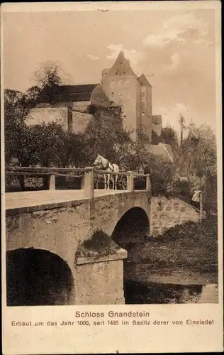 Ak Gnandstein Kohren Sahlis Frohburg in Sachsen, Schloss Gnandstein, Brücke, erbaut um 1000