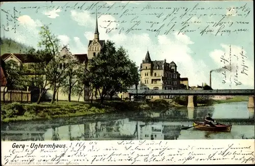Ak Untermhaus Gera in Thüringen, Kirche, Brücke