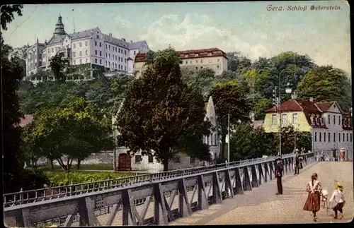 Ak Gera in Thüringen, Schloss Osterstein, Brücke