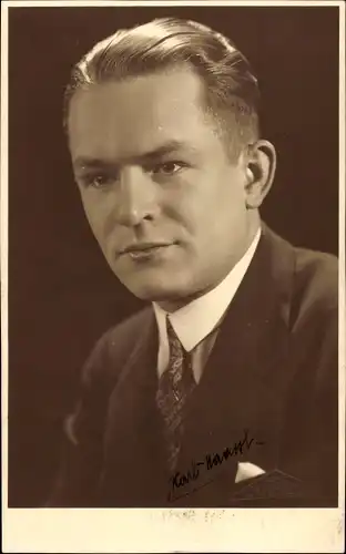 Foto Ak Schauspieler Karl Haasse, Portrait, Autogramm