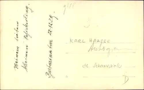 Foto Ak Schauspieler Karl Haasse, Portrait, Autogramm