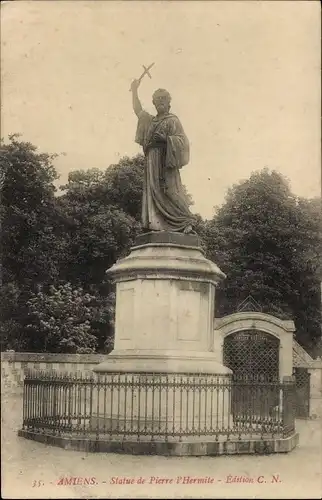 Postkarte Amiens-Somme, Statue von Peter dem Einsiedler