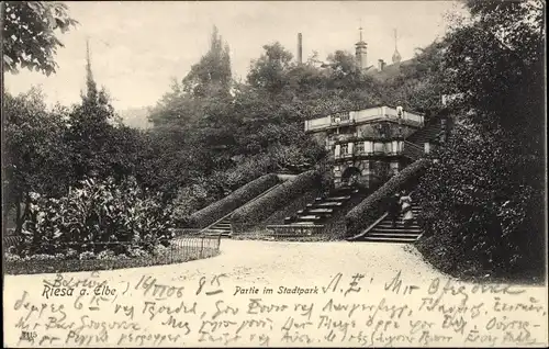 Ak Riesa an der Elbe Sachsen, Stadtpark