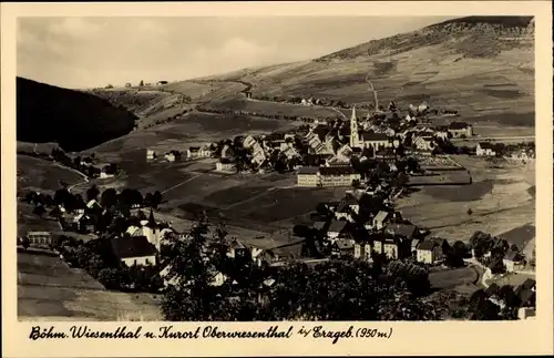 Ak Oberwiesenthal im Erzgebirge, Panorama mit Böhmisch Wiesenthal