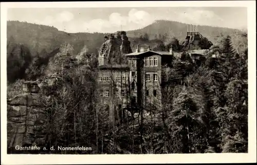 Ak Jonsdorf in der Oberlausitz Sachsen, Zittauer Gebirge, Gaststätte Nonnenfelsen