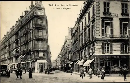 Ak Paris VIII., Rue de Provence, Rue Lafayette