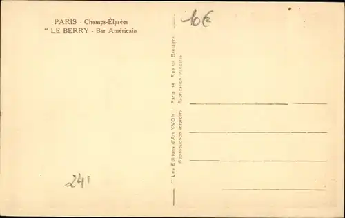 Ak Paris VIII., American Bar Le Berry