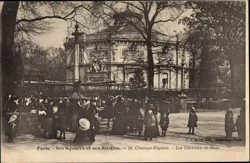 Ak Paris VIII., Die hölzernen Pferde, 20, Champs-Élysées