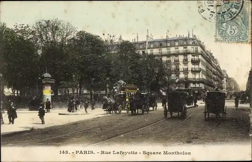 Ak Paris X., Rue Lafayette, Square Montholon