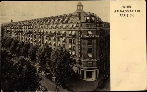 Ak Paris 9., Hotel Ambassador, 16, Boulevard Haussmann