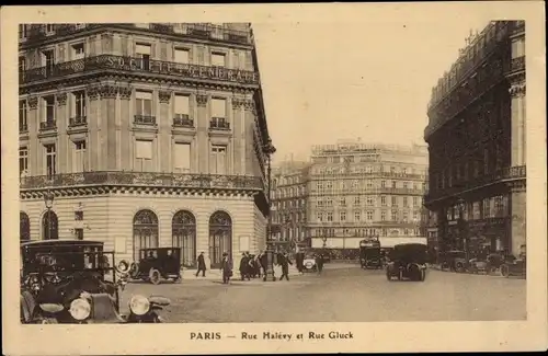 Ak Paris IX, Rue Halévy und Rue Gluck, Société Générale