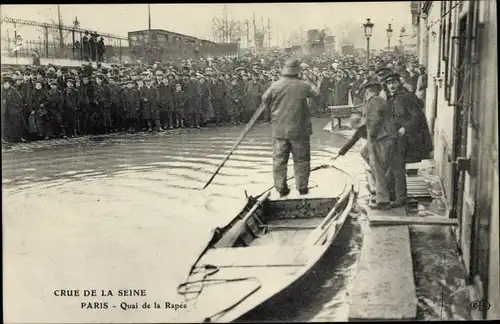 Ak Paris, Überschwemmung der Seine, Quai de la Rapee