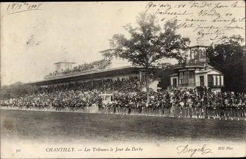 Ak Chantilly Oise, Les Tribunes am Derby Day