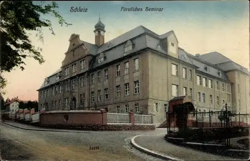 Ak Schleiz im Vogtland Thüringen, Fürstliches Seminar, Auffahrt und Treppen