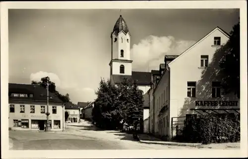 Ak Bad Brambach im Vogtland, Straße, Kirche, Kaffee Leicht