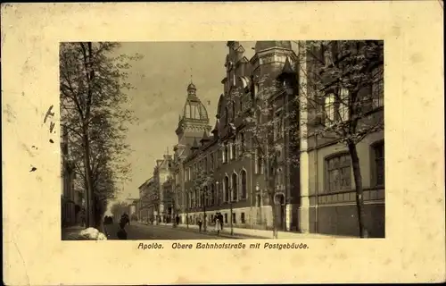 Ak Apolda im Weimarer Land, Obere Bahnhofstraße mit Postgebäude