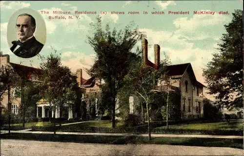 Ak Buffalo New York USA, Milburn Residence, Präsident McKinley, Porträt