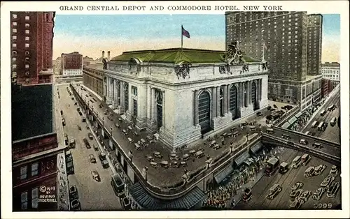 Ak New York USA, Grand Central Depot und Commodore Hotel