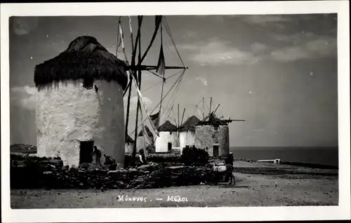 Foto Ak Griechenland, Windmühlen