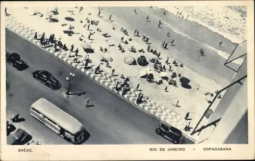 Ak Copacabana Rio de Janeiro Brasilien, Strandpartie, Vogelschau