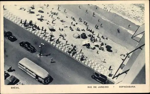 Ak Copacabana Rio de Janeiro Brasilien, Strand aus der Vogelschau