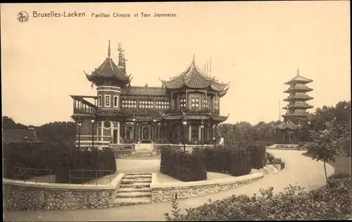 Ak Brüssel Laeken, der Chinesische Pavillon und der Japanische Turm