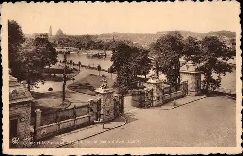 Ak Lüttich Lüttich Wallonien, Cointe, Das Memorial Interallie vom Jardin d’Acclimatation aus gesehen