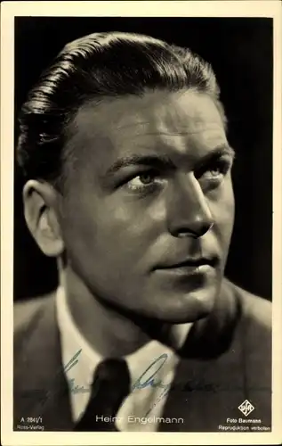 Ak Schauspieler Heinz Engelmann, Portrait, Ufa Film, Autogramm