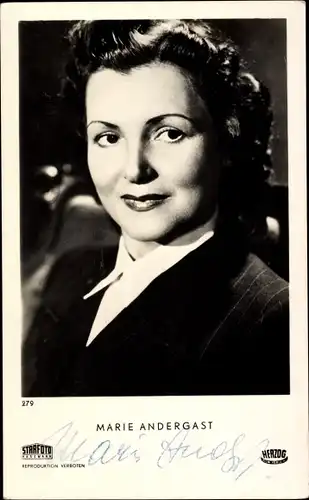 Ak Schauspielerin Maria Andergast, Herzog Film, Portrait, Autogramm