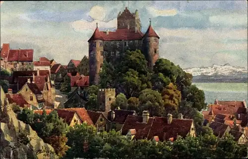 Künstler Ak Marschall, V., Meersburg am Bodensee, Schloss, Säntis