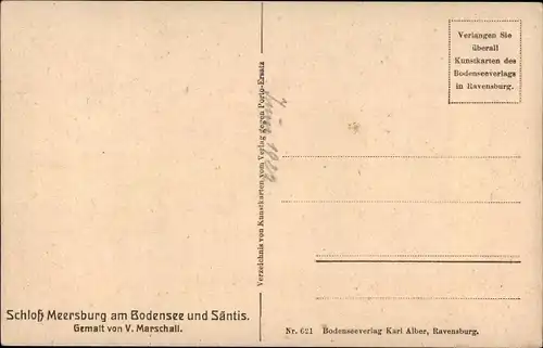 Künstler Ak Marschall, V., Meersburg am Bodensee, Schloss, Säntis
