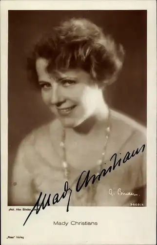 Ak Schauspielerin Mady Christians, Portrait, Autogramm