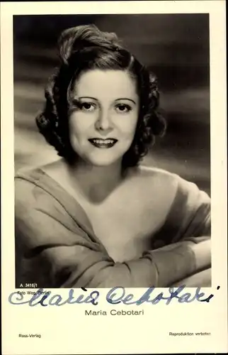 Ak Schauspielerin und Opernsängerin Maria Cebotari, Portrait, Autogramm