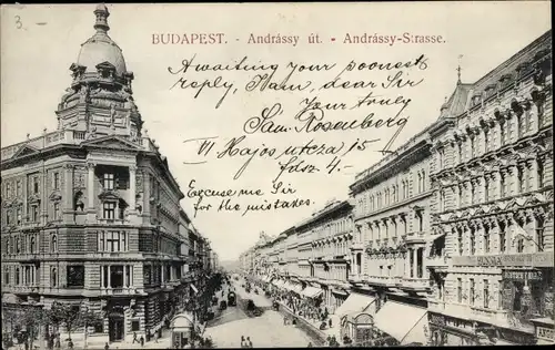 Ak Budapest Ungarn, Andrassy-Straße
