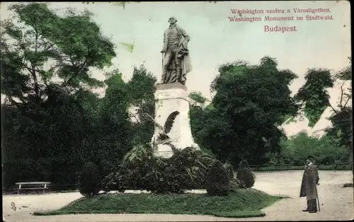 Ak Budapest Ungarn, Városliget, Stadtwald, Washington-Monument