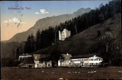 Ak Schwaigen bei Kufstein in Tirol, Teilansicht, Ruine