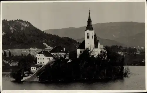 Foto Ak Bled Veldes Slowenien, Teilansicht, Kirche