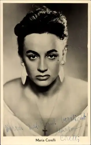 Ak Schauspielerin Maria Corelli, Portrait, Ohrringe, Autogramm