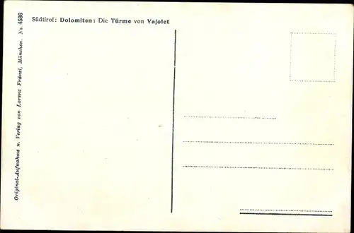 Ak Torri di Vajolet Vajolettürme Rosengarten Dolomiten Südtirol, Landschaft
