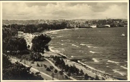 Ak Ostseebad Eckernförde, Teilansicht, Promenade, Strand