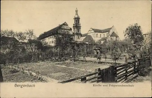 Ak Gengenbach im Schwarzwald, Kirche und Präparandenschule