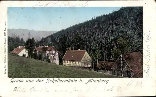 Ak Altenberg Osterzgebirge, Schellermühle mit Umgebung