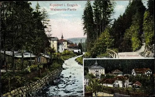 Ak Kipsdorf Altenberg im Erzgebirge, Weisseritz Partie, Hotel Fürstenhof