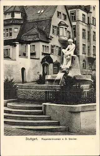 Ak Stuttgart in Württemberg, Alexanderbrunnen, Steintreppe