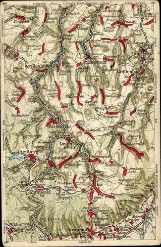 Landkarten Ak Zinnwald Georgenfeld Altenberg im Erzgebirge, Wona Karte, Glashütte, Lauenstein
