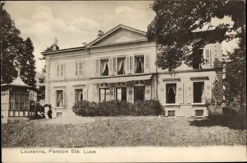 Ak Lausanne Kt. Waadt Schweiz, Pension Ste. Luce, Außenansicht vom Garten