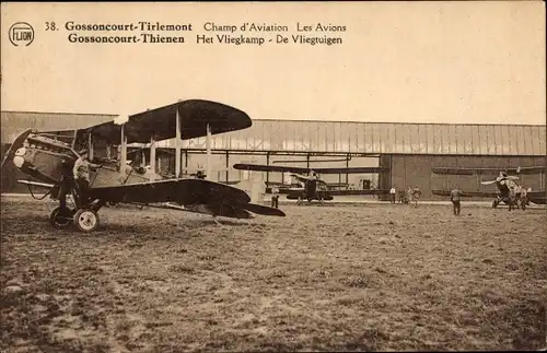 Ak Gossoncourt Tienen Thienen Tirlemont Flämisch Brabant Flandern, Flughafen mit Flugzeugen