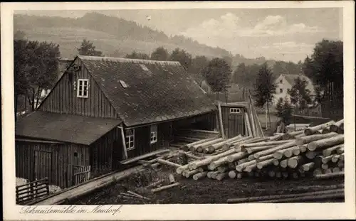 Ak Neudorf Sehmatal im Erzgebirge, Schneidemühle